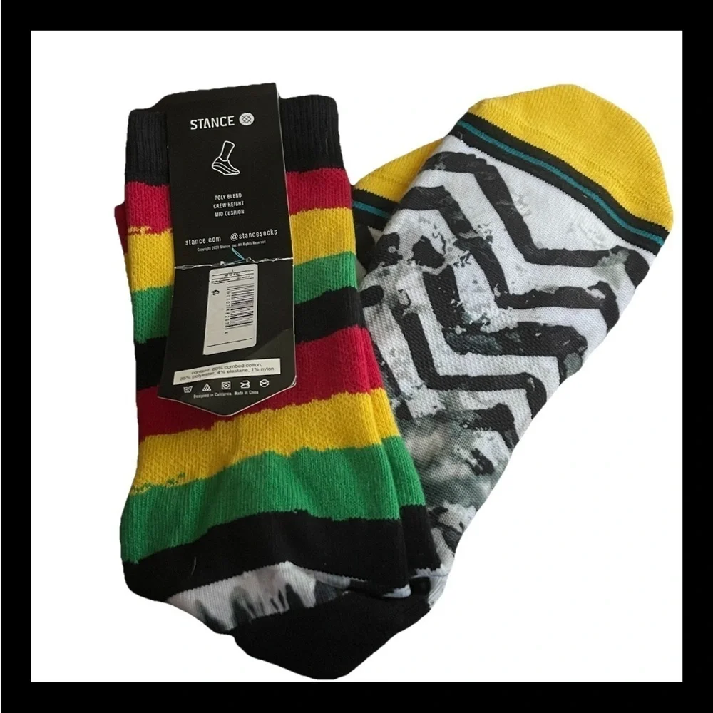 STANCE Dwayne Wade Casual Combed Cotton Blend Crew Socks 6-12 Large
